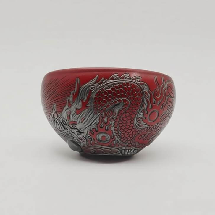 Porcelain Carving Nine-Pearl Red Dragon