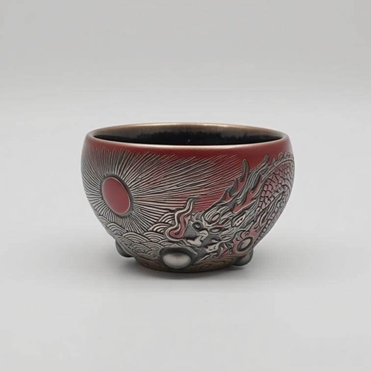 Porcelain Carving Nine-Pearl Red Dragon