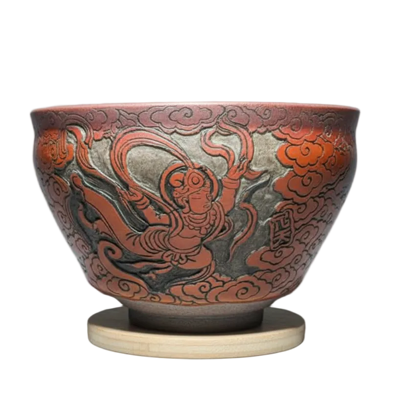 Porcelain Carved Ancient Buddhist Caves Celestial dancers