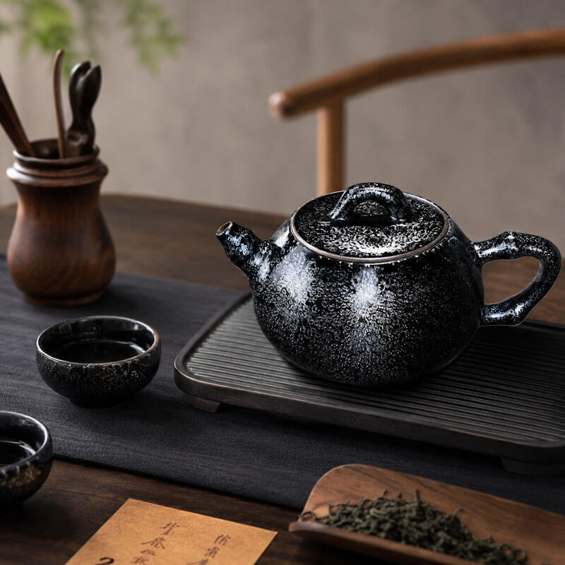 Oil Spot Ruyi Tenmoku Teapot