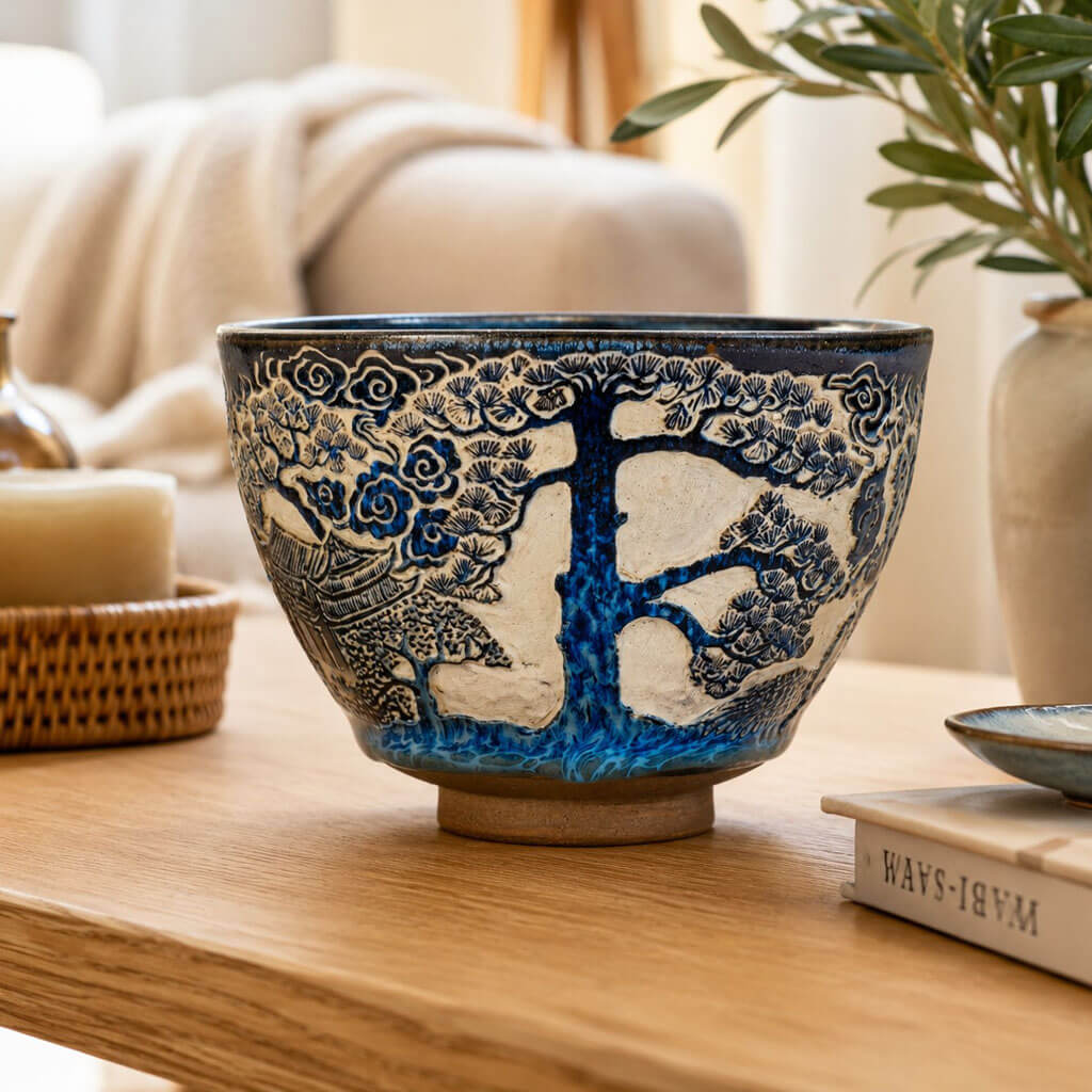 Hand Carved Tenmoku Decorative Bowl