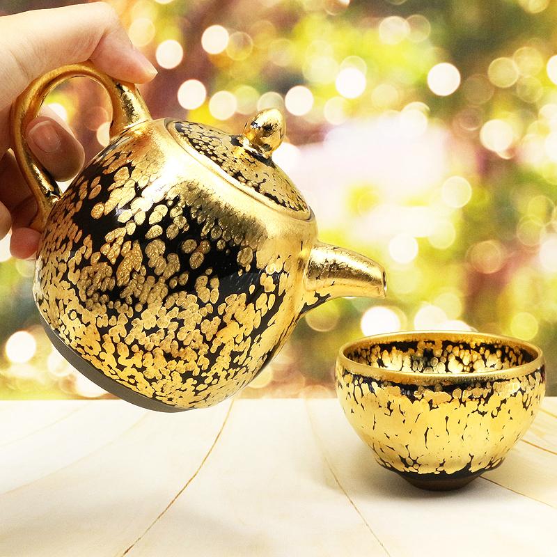 Night Gold Tenmoku Jian Zhan Teapot Ware