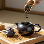 Ceramic Lantern Jian Zhan Tenmoku Glaze Teapot