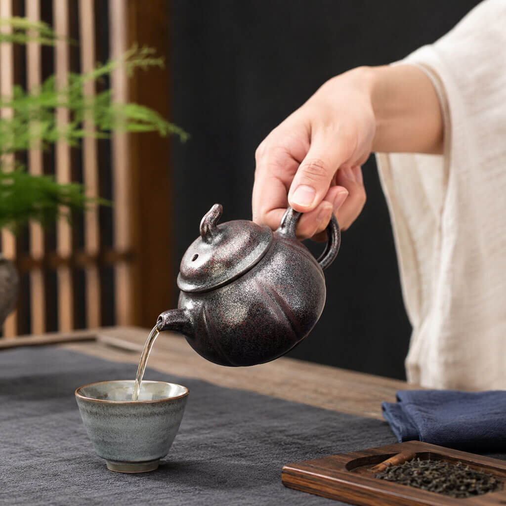Ceramic Lantern Jian Zhan Tenmoku Glaze Teapot