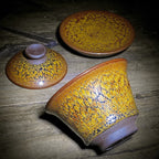 Tenmoku Partridge Gaiwan Tea Set With Saucer – Handmade Jian Zhan