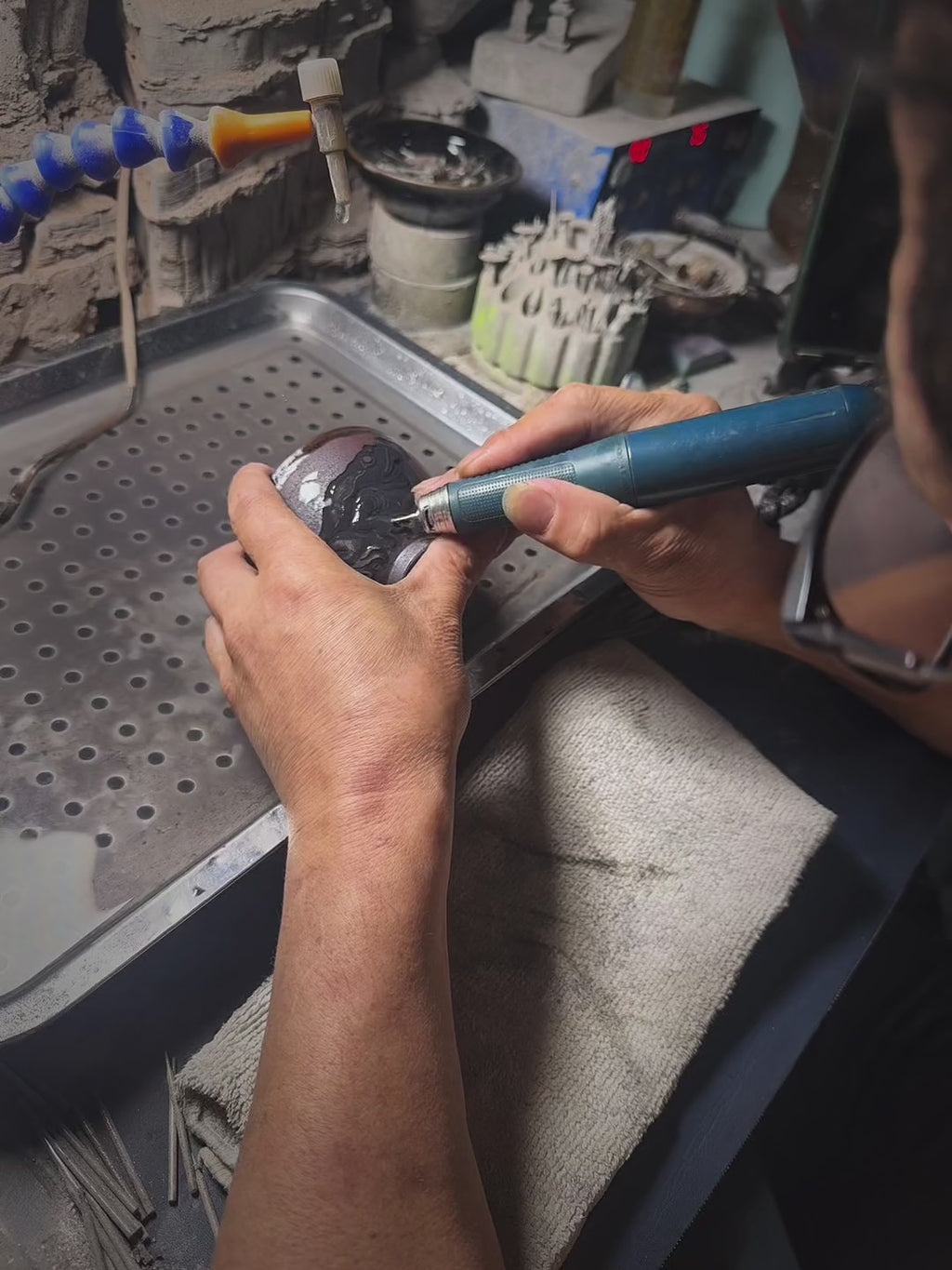 Carved Porcelain Tea Bowl - Dragon