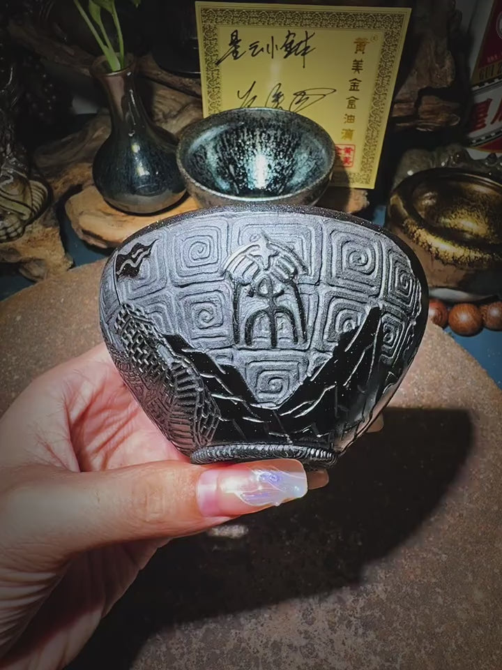 Carving Tea Bowl First Emperor of China Qin Shi Huang