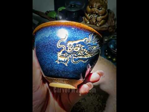 Hand Carved Ceramic Bowl -Dragon