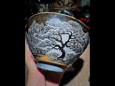 Hand-Carved Porcelain Tea Cup Home Decor Decorative Bowl