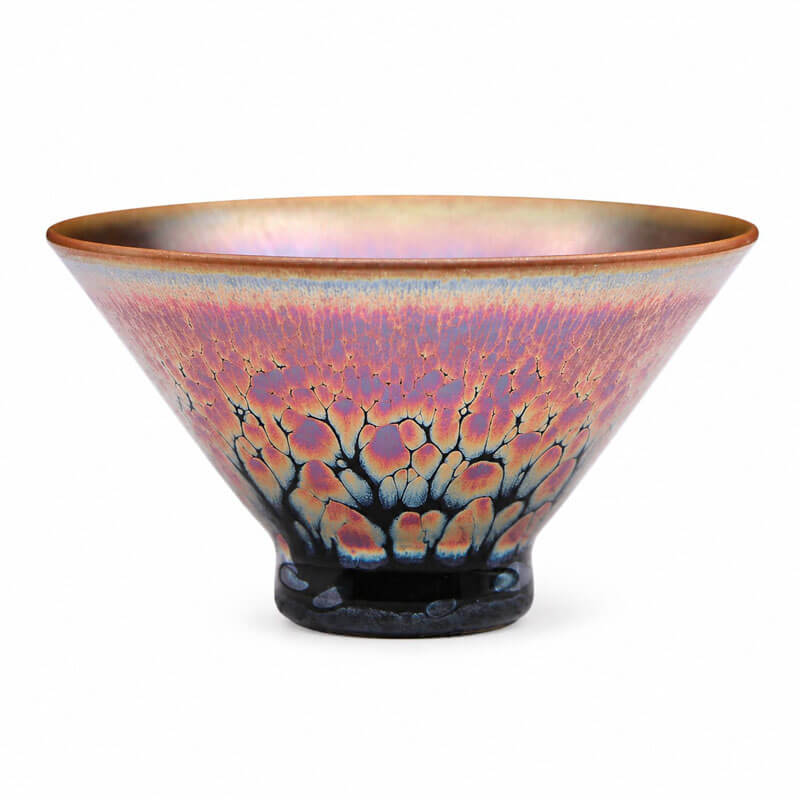 Purple Golden Tenmoku Black Glaze Jian Zhan Oil Spot Bowl