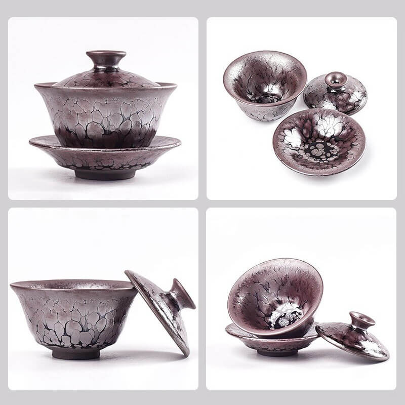 Jian Zhan Yuteki Tenmoku Gaiwan Set – Artisan Ceramic – CarvedWare