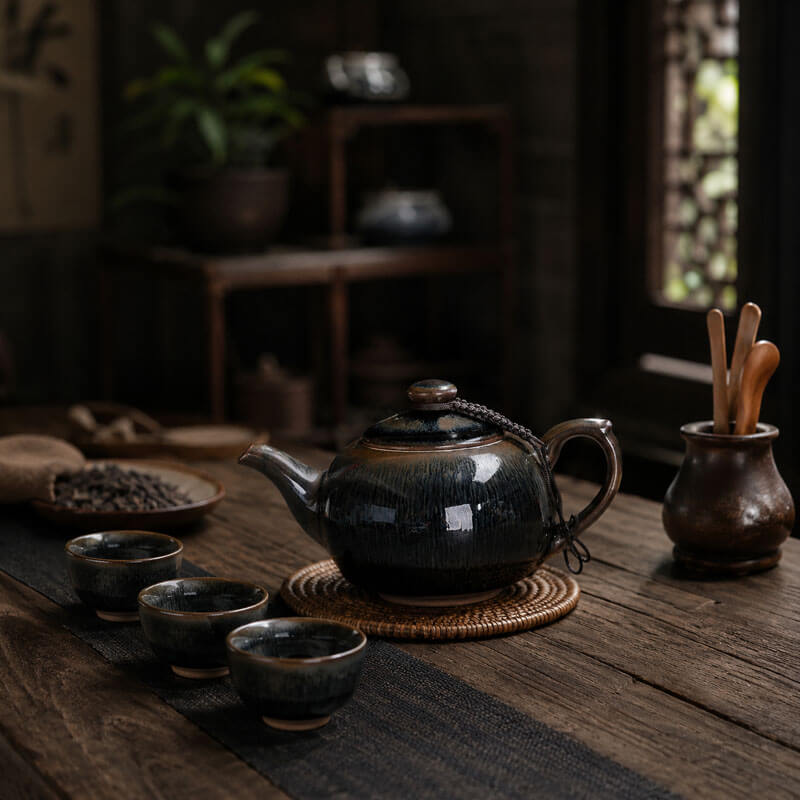 Hare's Fur Phoenix Tenmoku Teapot