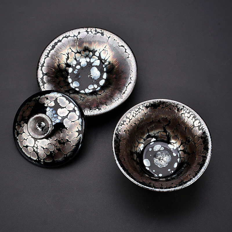 Jian Ware Yuteki Tenmoku Gaiwan With Saucer