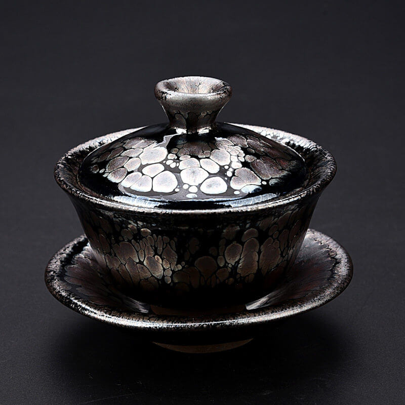 Jian Ware Yuteki Tenmoku Gaiwan With Saucer